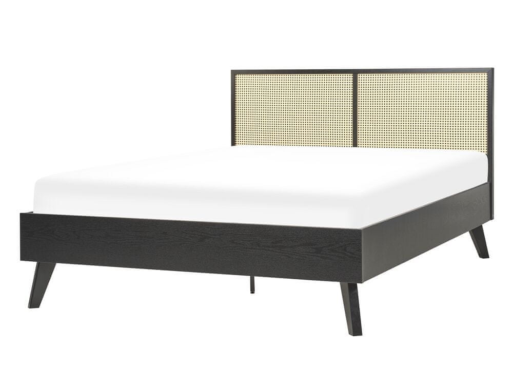 Beliani Ratanová posteľ 140 x 200 cm čierna MONPAZIER